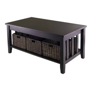 lot 27346 image: Morris Coffee Table with Baskets Espresso, Chocolate - Winsome