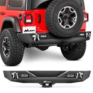 lot 27347 image: Nilight JK-57A Rear Compatible for 18-19 Jeep Wrangler JL,Rock Crawler Bumper with Hitch Receiver & 2X Upgraded 40W LED Lights Off Road Textured Black