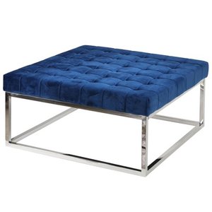 lot 27353 image: Cortesi Home Caroline Tufted Velvet Ottoman, Blue ( Not Inspected )