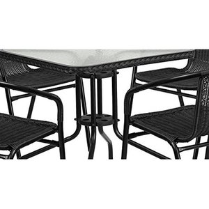 lot 27357 image: 4 Black Rattan Stack Chairs