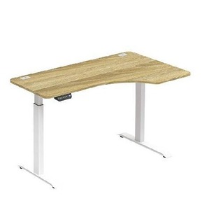 lot 27361 image: SHW 55-Inch Large Electric Height Adjustable Computer L-Shaped Desk, Oak