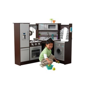 lot 27371 image: KidKraft Ultimate Corner Play Kitchen with Lights & Sounds - Espresso