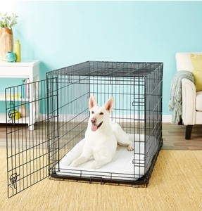 lot 27383 image: Amazonbasics Single-door Folding Metal Dog Crate, Black, 48-inch