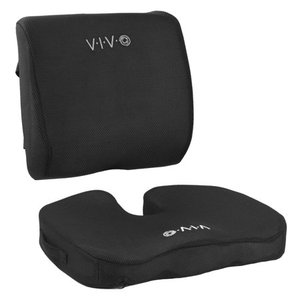 lot 27406 image: VIVO Black Memory Foam Seat Bottom and Back Cushion Combo Designed for Office Chairs  Adjustable Security Straps and Comfort Padding (CUSH-V02K)