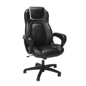 lot 27477 image: OFM Essentials Collection Racing Style SofThread Leather High Back Office Chair, in White (ESS-6060-WHT)