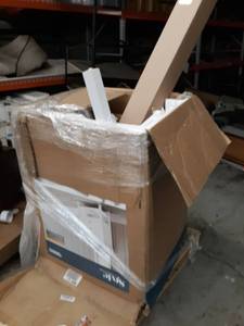 lot 74007 image: White Bathroom Vanity and mirror and other items