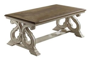 lot 7380 image: Stunning Myrtle 50 Dark OakWhite Wash Large Rectangle Wood Coffee Table by Furniture of America - Retails for $497.00