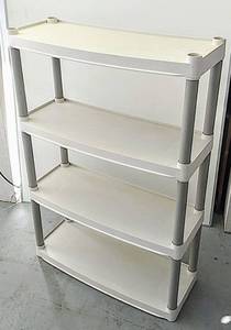 lot 313 image: Plano Molding Freestanding Tan Plastic Shelving - 50 lb. Shelf Capacity - 4 Shelves (13 D x 32 14 W x 48 14 H)
