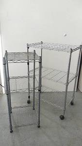 lot 314 image: Rolling Metal Shelf & Stationary Metal Shelf