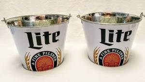 lot 343 image: 2 Miller Lite Metal Buckets - New