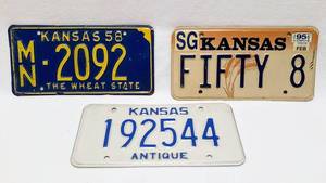 lot 344 image: 3 Kansas License Plates