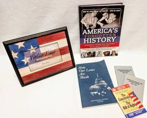 lot 350 image: Readers Digest - Americas Forgotten History  Surprising Stories and Shocking Facts About Our Past - American Flag Picture Frame & More
