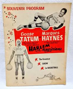 lot 354 image: 1950s Harlem Magicians Basketball Team Program - Featuring Goose Tatum & Marques Haynes