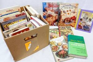 lot 394 image: Box of Vintage Cook Books - Baking, Sweets, Meats Appetizers & So Much More 33 Total
