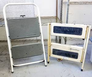 lot 403 image: Cosco All Steel Folding Step Stool with 2 Steps & Black & Decker Stow Away Metal Stepstool