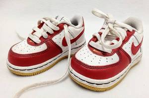 lot 417 image: Nike Force 1 LeBron L23 Red & White 314194-166 - Toddler Lace Up Shoe - Size 4C