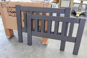 lot 206 image: Set of 2 - Twin Headboard & Footboard in Dark Grey Finish