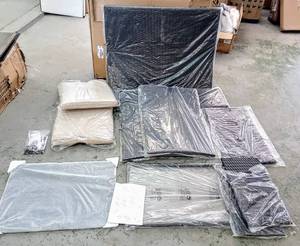 lot 207 image: Box 1 of 2 - Not Complete - Shintenchi 4-Piece Outdoor Patio Wicker Rattan Furniture Set w Glass Coffee Table - Black