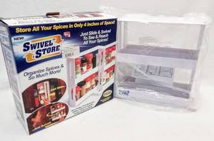 lot 212 image: NIB - As Seen on TV Swivel Store Organizer - Store all your Spices in only 4 inches of Space