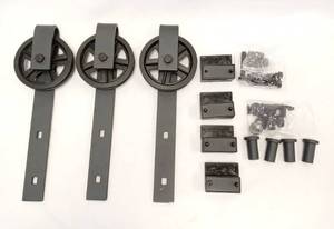 lot 216 image: Barn Door Installation Hardware Kit w 8 ft Rail