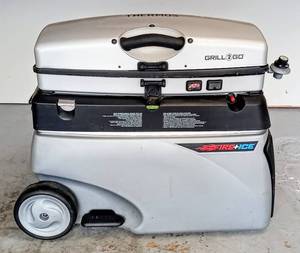 lot 220 image: Thermos Fire & Ice Grill 2 Go - Gas Grill Cooler Combo  A Tailgate or Camping Must Have