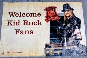 lot 225 image: Jim Beam Red Stag 6 ft x 4 ft Banner Featuring Kid Rock from 2009 - Perfect for Man Cave