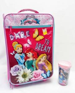 lot 236 image: American Tourister Kids Disney Princess Rolling Carry-On Luggage (19 x 8 x 12)  Bonus Disney Fairies Insulated Tumbler