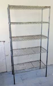 lot 260 image: 3 Foot Wide Metal Shelving w 5 Shelves - 3 W x 16 D x 6 H