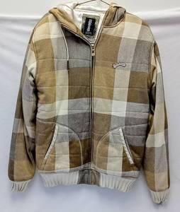 lot 263 image: Billabong Mens Size 2XL - BrownTan Plaid Check Hooded Jacked - Full Zip