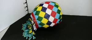 lot 1032 image: Hand beaded Native American sleeve over ostrich egg