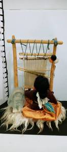 lot 1040 image: Native American loom weaving mother decor