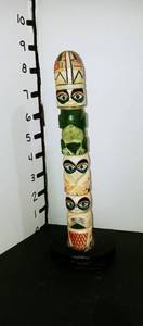lot 1055 image: Handcarved bone totem pole decor