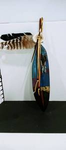 lot 1060 image: S Frazie handcarved handpainted wooden feather