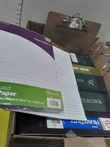 lot 1128 image: 3 ring notebooks, 2 reams of paper and 2 clip boards