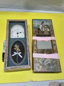 lot 1152 image: Wall clock and mirror