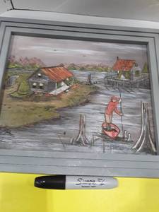 lot 1153 image: Polling the Pirogue framed art