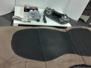 lot 1519 image: Lot with exercise items, neck alignment, body media watch, and back massager. Massager is missing power cord