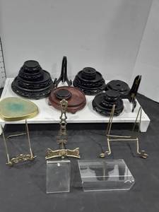 lot 1548 image: 21 pcs candle liftsstands and pictureplate holders