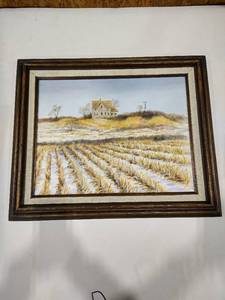 lot 2037 image: Jo Boswell Lumpkin Home Place acrylic framed painting 19 14 x 23 14 x 1 34