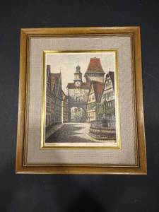 lot 2041 image: Rothenburg framed art 16 12 x 14 in.