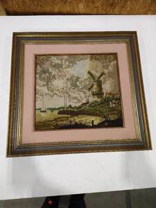 lot 2046 image: Cross-stitch framed art 21 x 22 12 in.