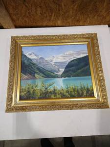 lot 2047 image: Mary Aikins Glacier Lake framed art 21 12 x 26 in.