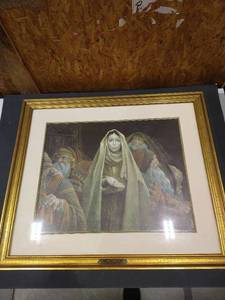 lot 2048 image: James C. Christensen The Widows Mite framed art 28 x 32 12 x 1 14 in.