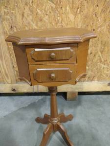 lot 2017 image: Wooden 2 drawer stand 26 x 11 in.
