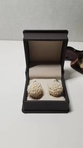 lot 5183 image: DaVonna 18k Yellow Gold over Sterling Silver 9-10mm Freshwater Pearl Loop Round Earrings