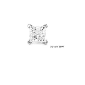 lot 5192 image: Montebello 14k White Gold Princess Single Diamond Stud Earring (H-I, I2-I3)- Retail$707.99