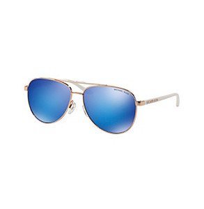 lot 5196 image: Michael Kors Women MK5007 HVAR 104525 Rose Gold Blue Mirror Metal Cateye Sunglasses- Retail$138.99