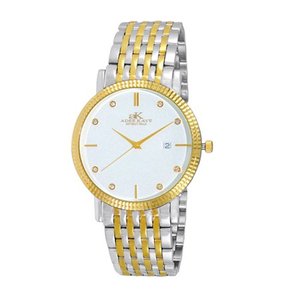 lot 5197 image: Adee Kaye Mens Gold-toneSilvertone Stainless Steel and Crystal Watch- Retail$119.49