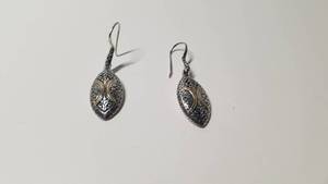 lot 5204 image: Handmade Gold Accented Sterling Silver Palatial Eternity Earrings (Indonesia)