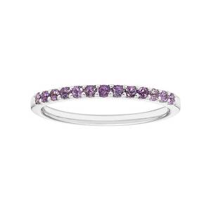 lot 5211 image: 14karat White Gold Amethyst February Birthstone Stackable Band Ring- Retail$311.99